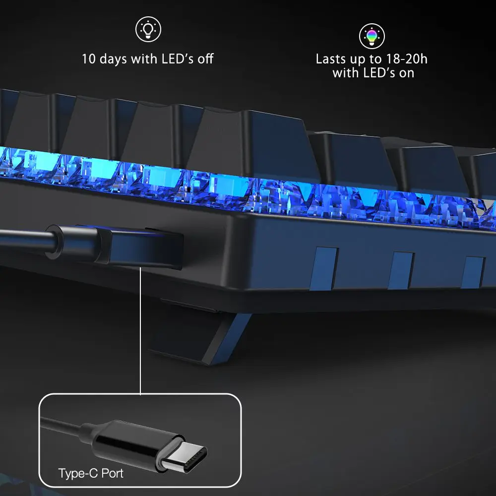 blitzwolf bw kb1 wireless bluetooth compatible keyboard gateron black switch rgb 63 keys layout nkro type c mechanical gaming free global shipping