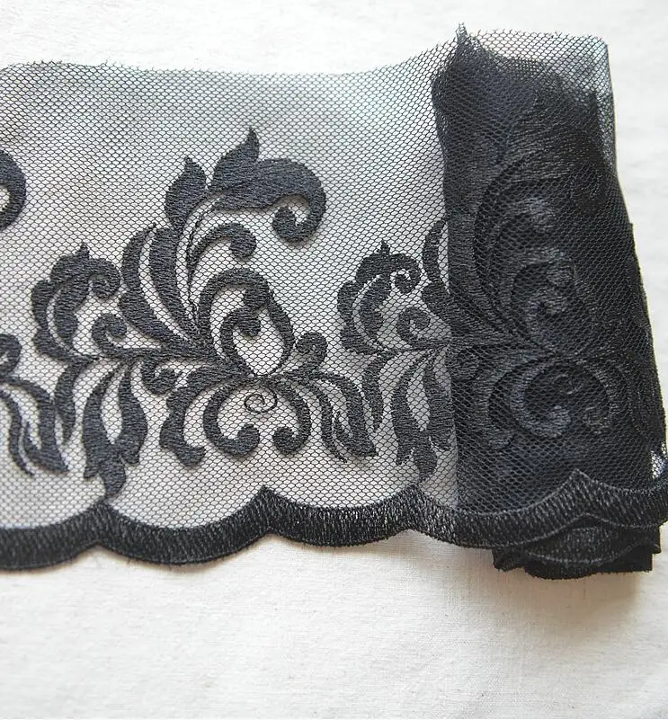 2 метра 14 см ширина черный цветок нигерийская вышивка сетка кружево африканский