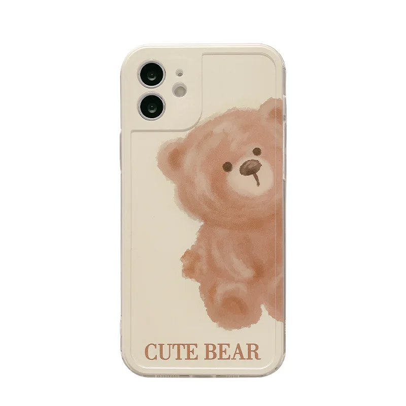 

Cute Cartoon Animal Teddy Bear Phone Case For iPhone 12 Pro Max 11 Pro Max X Xs Max Xr 7 8 Plus SE 2020 Cases Soft Silicon Cover