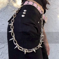 new punk hip hop trendy leather belts waist chain male pants chain men women jeans silver color metal clothing accessories