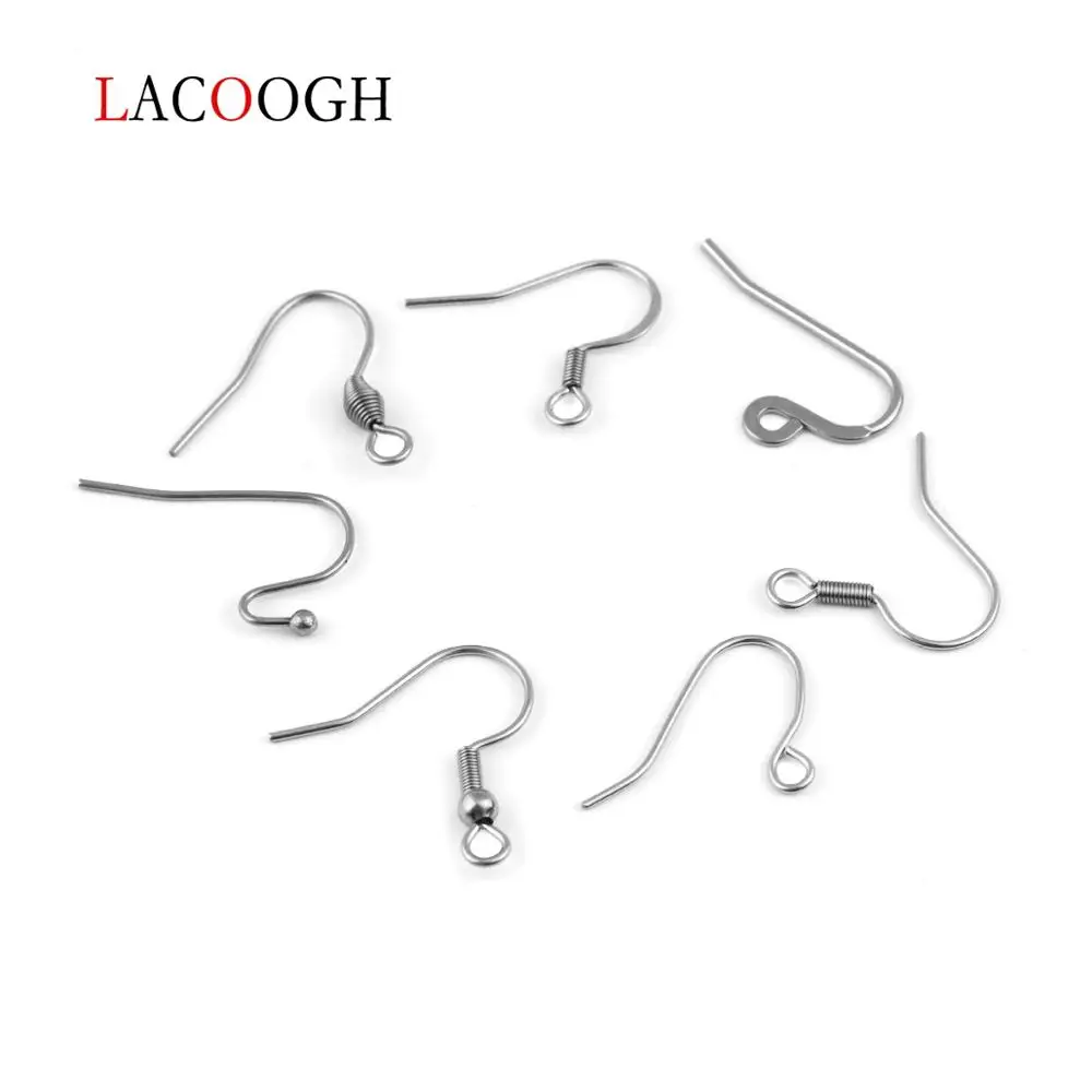 

50pcs/lot 6 Style Stainless Steel Ear Wires Hypo Allergenic Earring Hooks For DIY Jewelry Making Findings Components Accessories