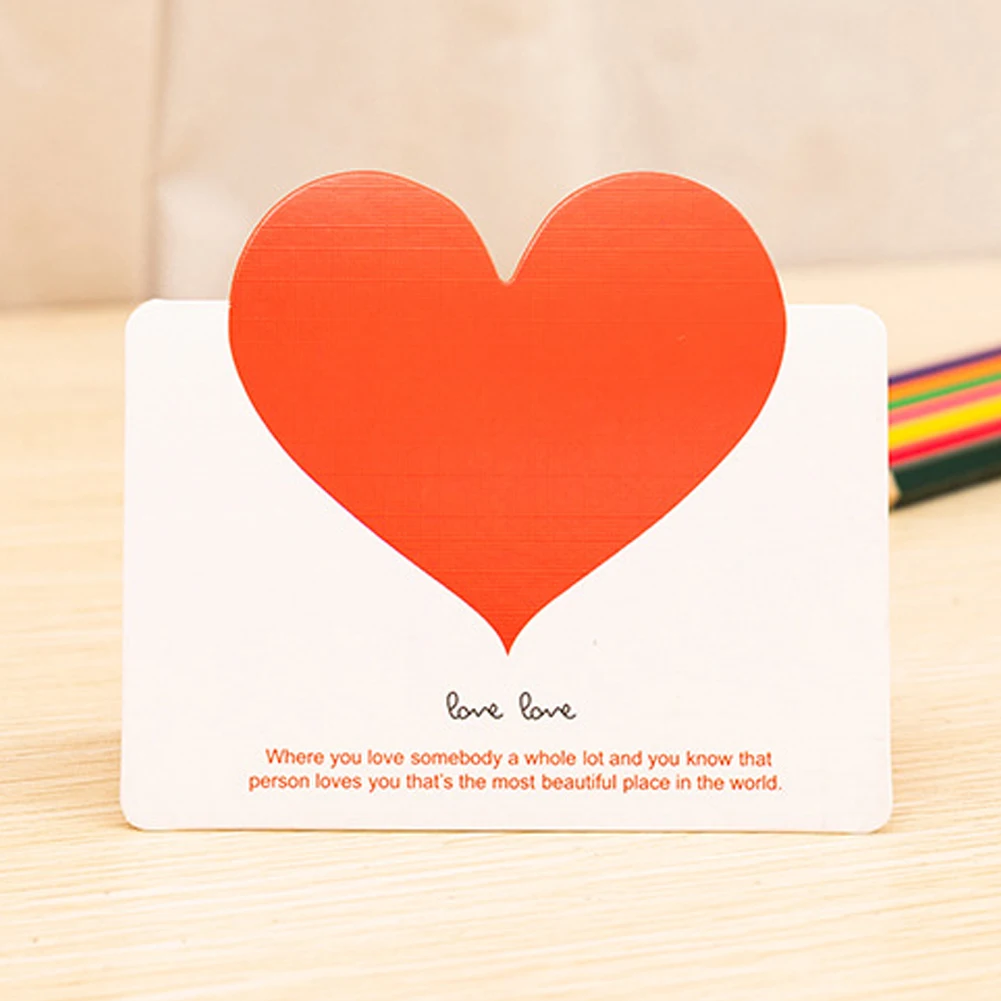 Поздравительная открытка с сердечками контрастных цветов 10 шт. Подарочная на