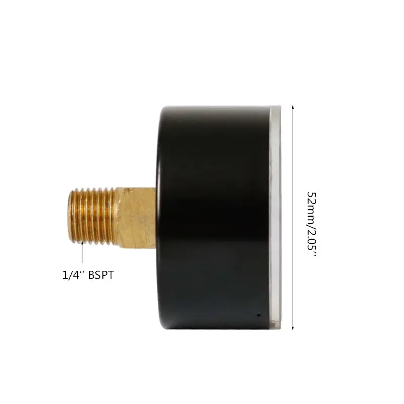 Манометр 52 мм Циферблат 1/4 &quotBSPT горизонтальный 0/15 30 60 100 160300 PSI &amp Bar|Манометры| |