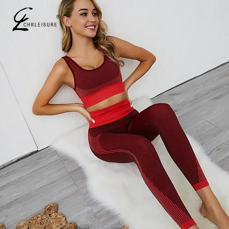 Комплект из двух предметов Женский трикотажный бесшовный костюм укороченный топ