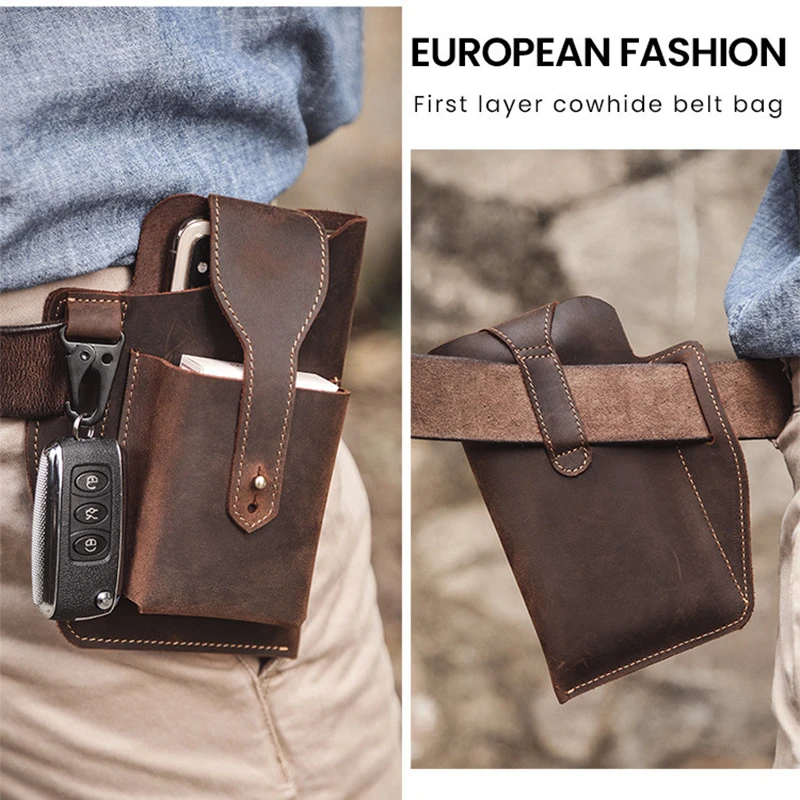 Многофункциональная поясная сумка для мужчин в стиле ретро простой кошелек