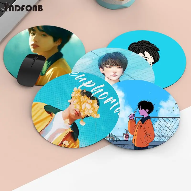 

YNDFCNB In Stocked KPOP Euphoria Jungkook gamer play mats round gaming Mousepad Anti-Slip Laptop PC Mice Pad Mat gaming Mousepad