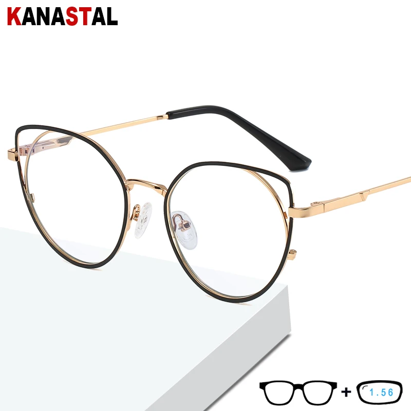 

Women Blue Light Blocking Glasses Metal Butterfly Eyeglasses Frames Eyewear Prescription Computer Myopia Hyperopia Glasses 1.56