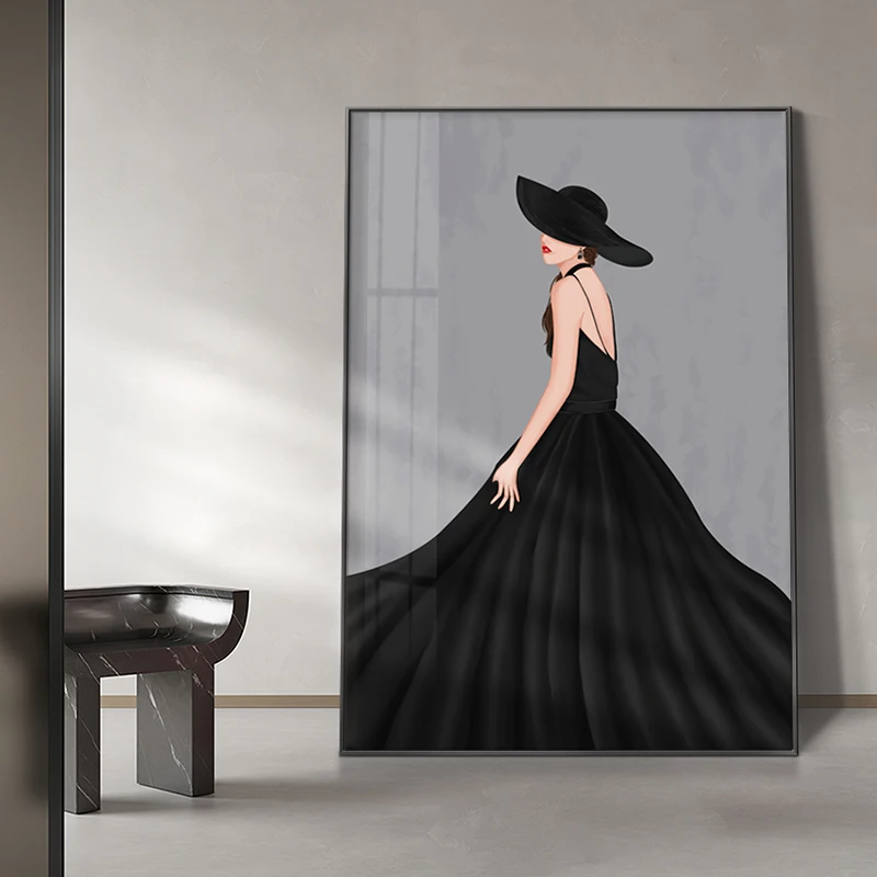 Современное художественное полотно картина вечернее платье Женский плакат и