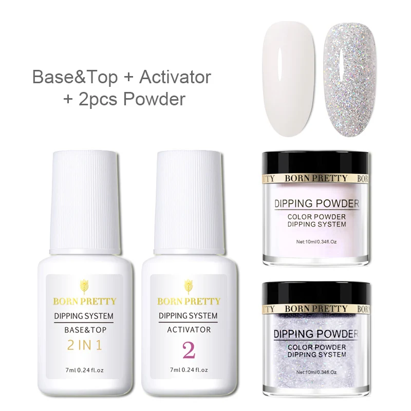 4PCS Set 2 BORN PRETTY База гель Топ натуральный сухой активатор защита Кистей Для Dip ногтей порошок системы Маникюр Dip ногтей силы набор - Цвет: 4PCS Set 2