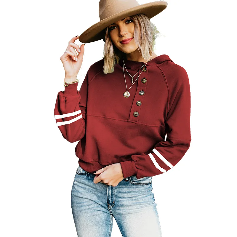 

2021 Stitching Hooded Sweater Women's Clothing Autumn and Winter New Popular Splicing Hooded Sweater Cross Border