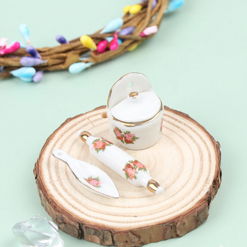 

Набор миниатюрных кухонных принадлежностей 3 шт./компл., набор кухонных инструментов для кукольного домика, мини Скалка + банки для приправ д...