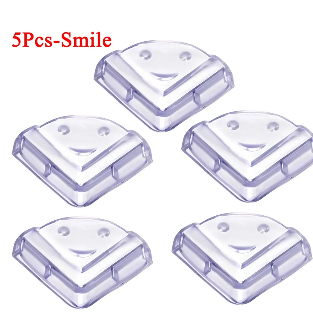 5Pcs-Smile Детский безопасный уголок для ребенка угловая Защита Детские Силиконовые накладка на углы защита головы антиколлизия угловая - Цвет: 5Pcs-Smile