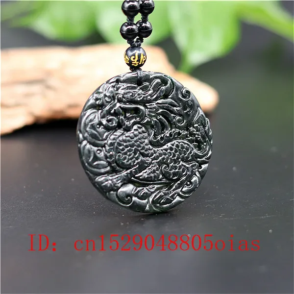 Натуральный черный зеленый китайский Нефритовый дракон кулон Qilin ожерелье