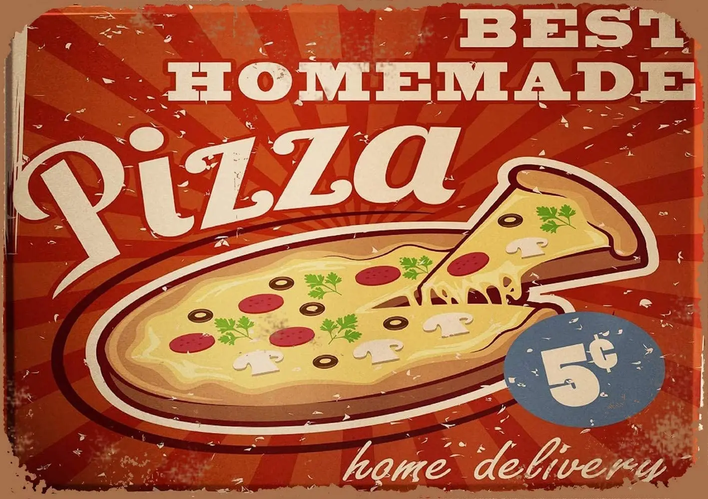

HAIMAX Metal Signs Homemade Pizza Vintage Sign 8"x12" Restaurant Home