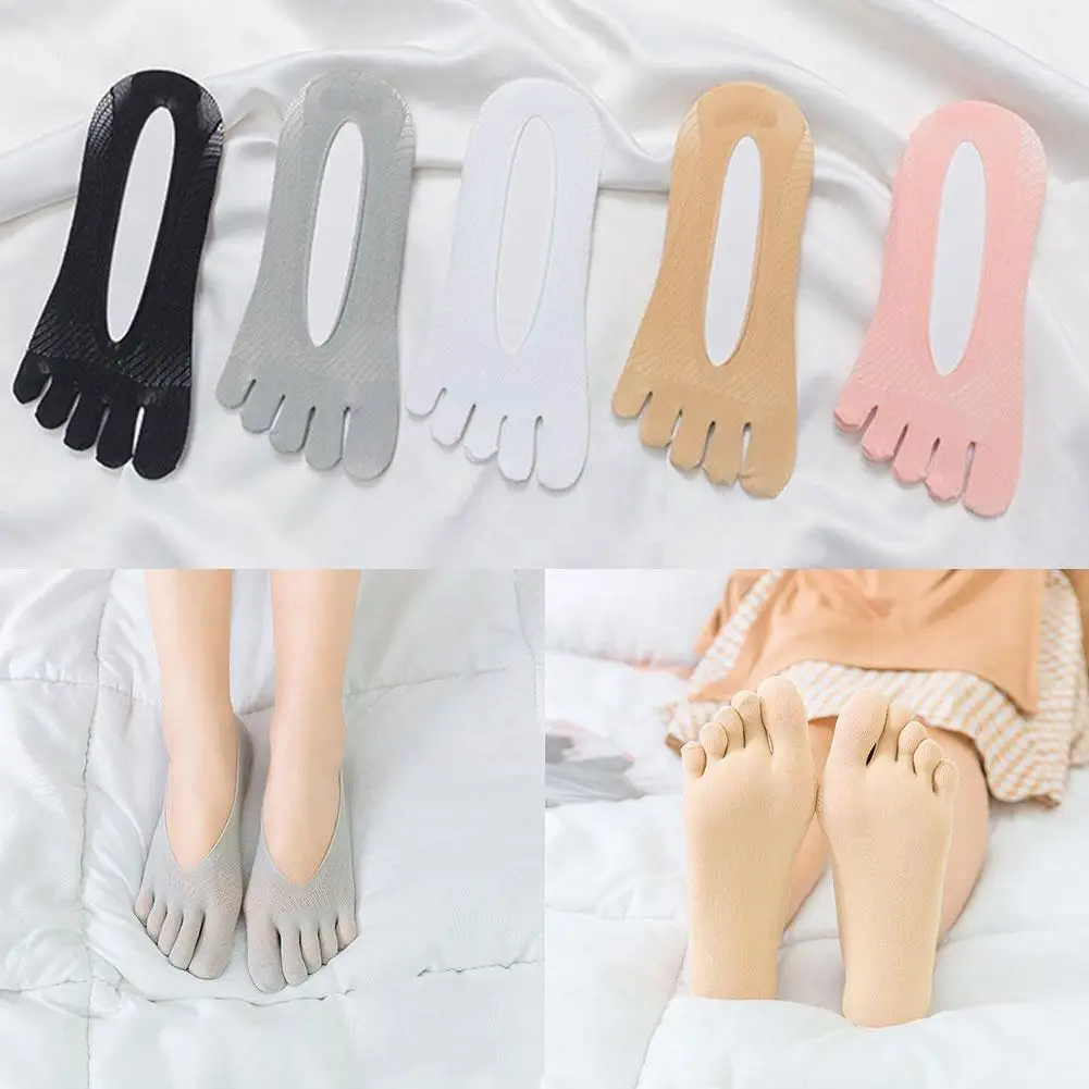 

1pair Breathable Five Toe Socks Orthopedic Compression Ultra Women's Toe Tab Gel Low With Cut Liner Socks Socks D5e8