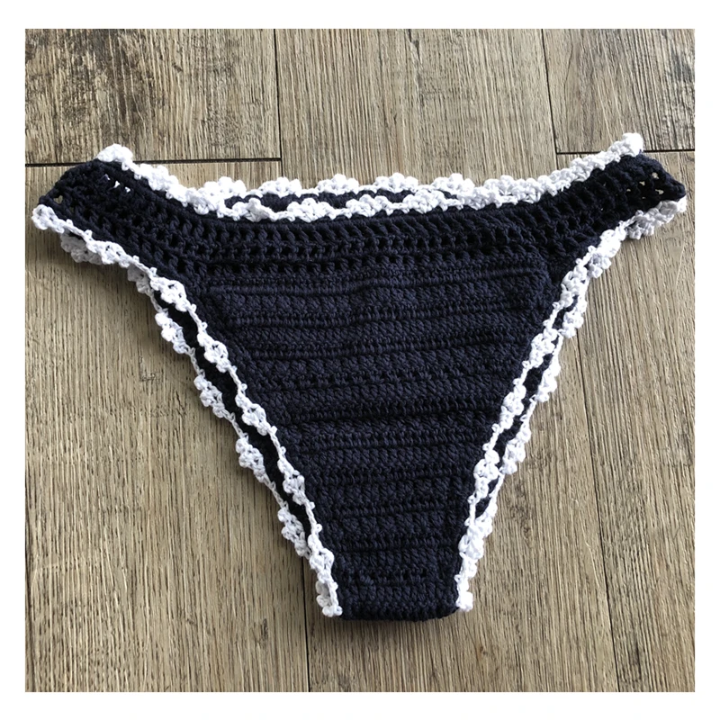 

Women Handmade Crocheted Lacing Bikini Set Sexy Swimwear Bathing suit with lining