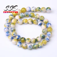 natural stone beads blue yellow persian jades round loose spacer bead for jewelry making diy bracelets accessories 15 6810mm
