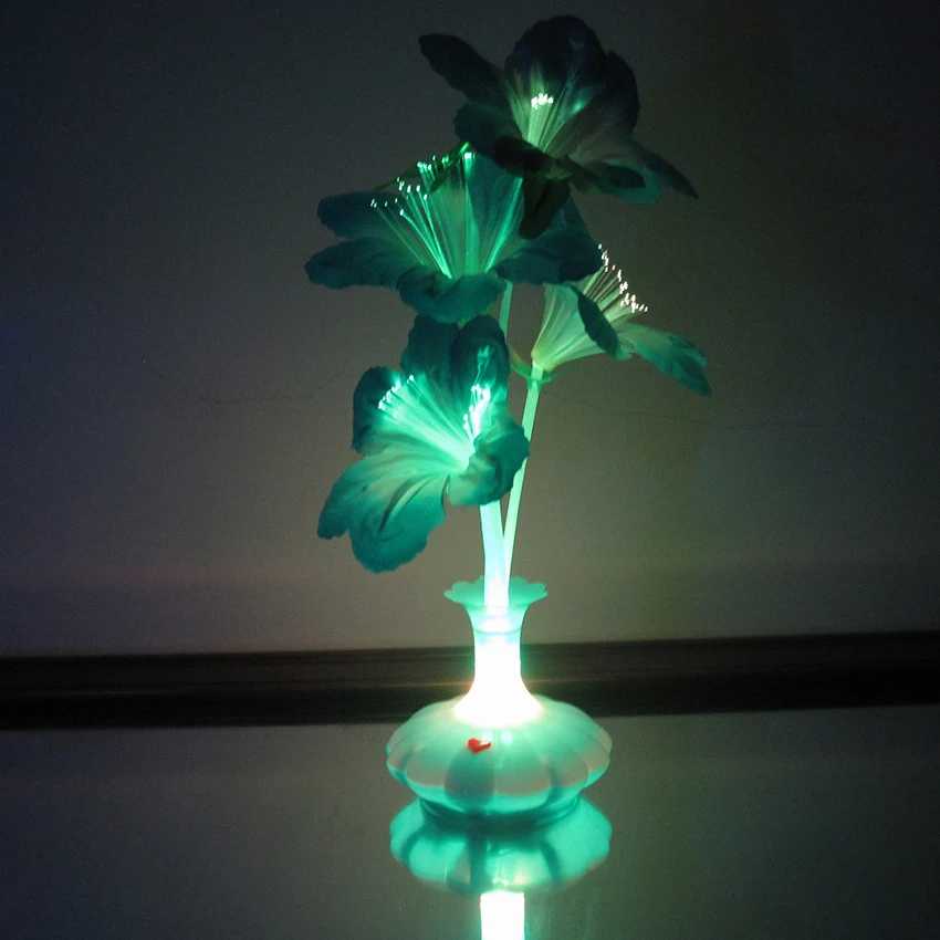 

Fiber Optic Light Flower Vase Artificial Floral Arrangement LED Color Changing Fiber Optic Lamp Nightlight for Party Decoration