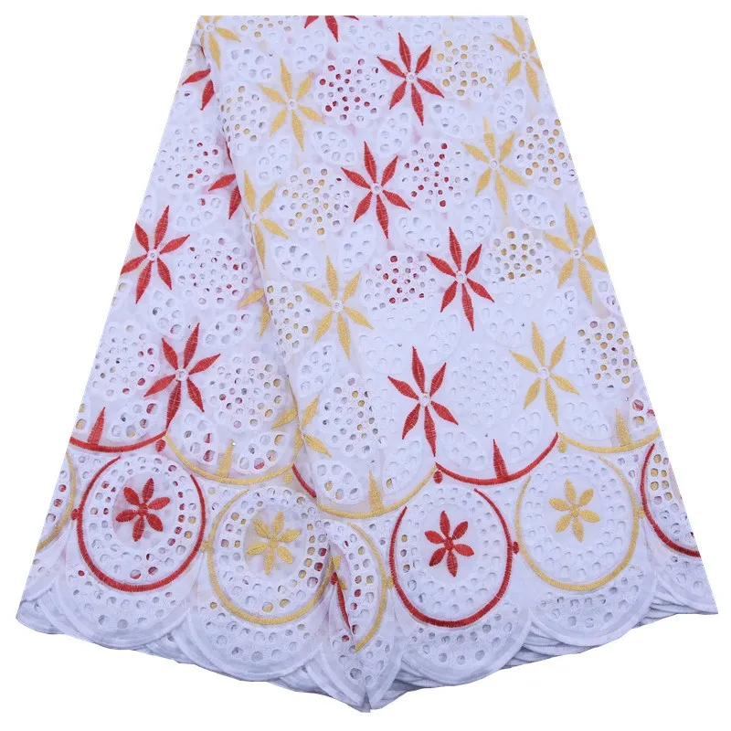 

African Nigerian Cotton Lace Fabric High Quality Swiss Voile Lace Embroidered Punch Cotton Fabrics For Party Dress Sewing S1794