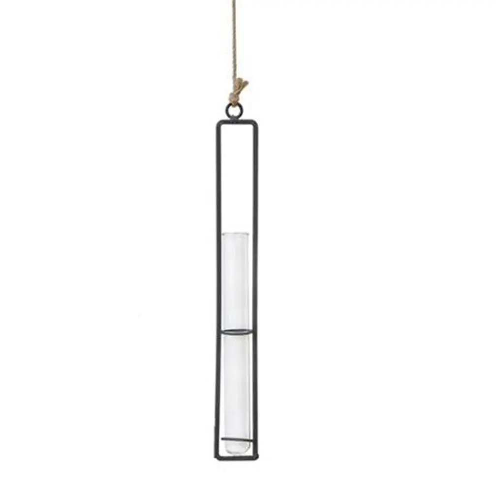 

Креативная ваза из кованого железа и стекла, подвеска из пеньковой веревки для гостиной, настенный подвесной контейнер для растений, подвес...