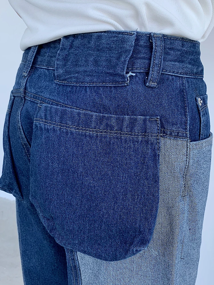 

2020 Jeans men loose-fitting retro collage trousers versatile slacks tide wash wide-leg trousers