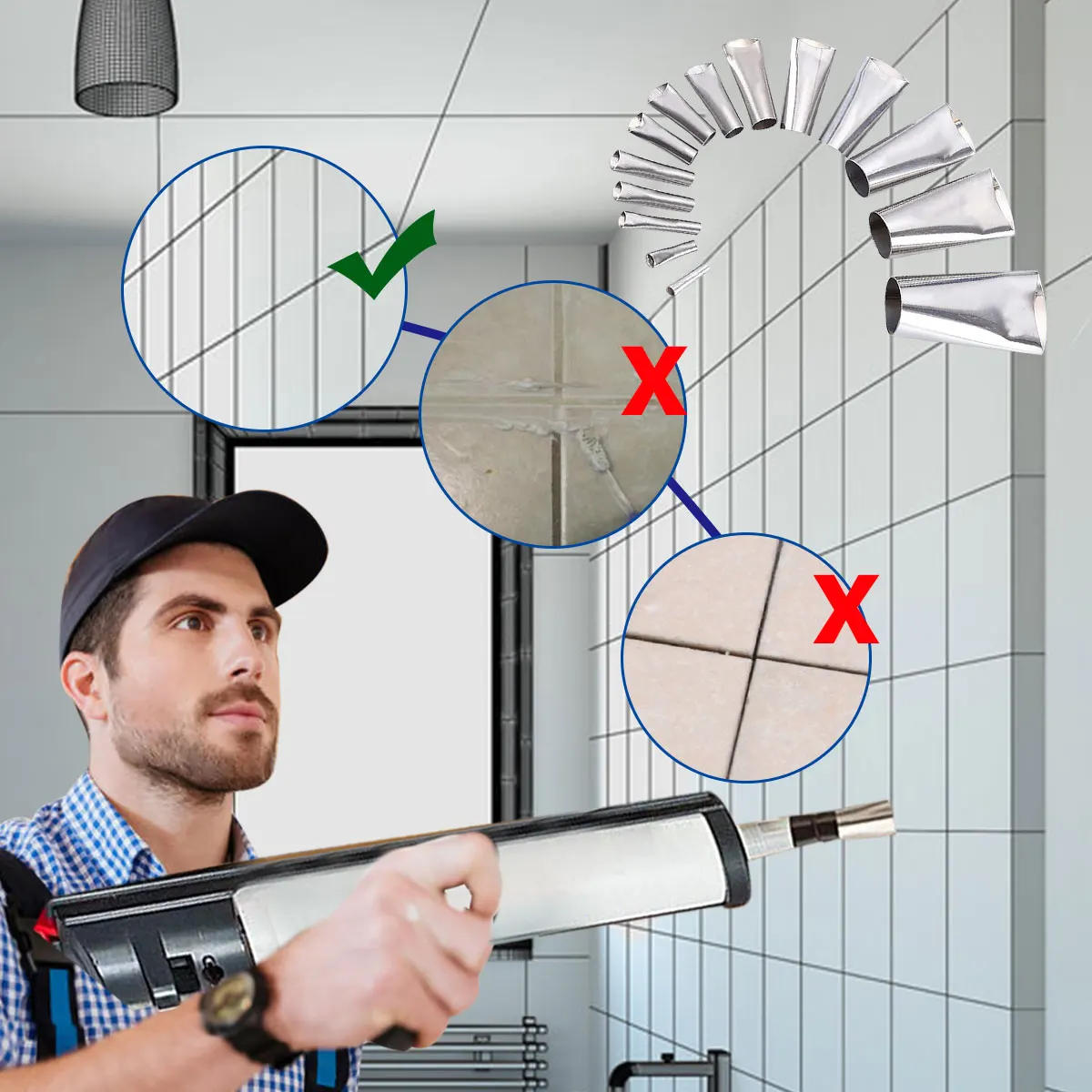 Насадка-аппликатор из нержавеющей стали 14 шт. насадка для герметика силиконовый