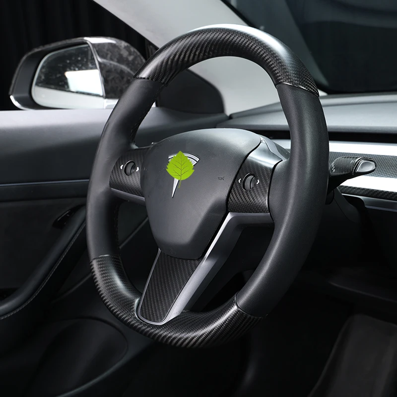 Защитный чехол на руль из настоящего углеродного волокна наклейки для Tesla Model 3 2021