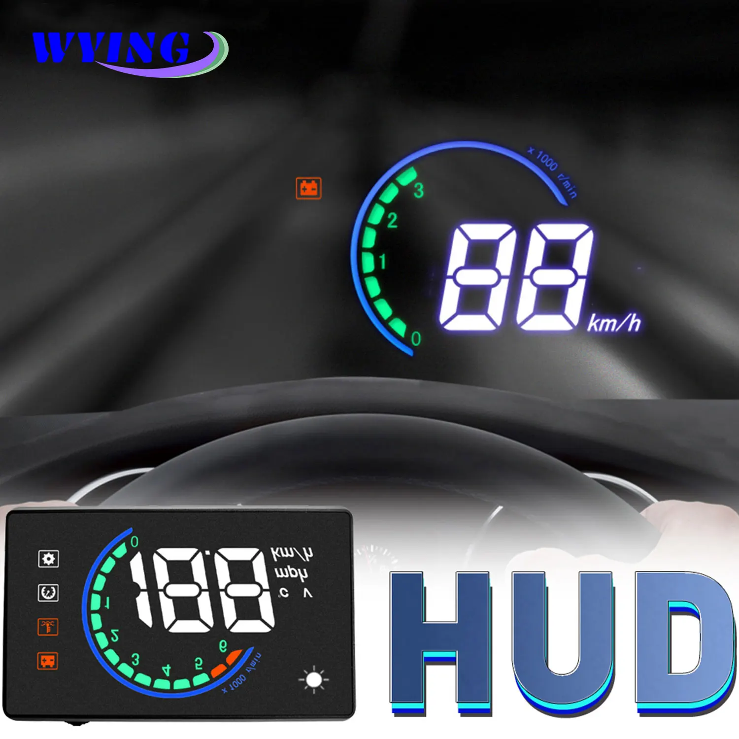 

WYING H6 автомобильный проектор скорости автомобиля HUD OBD2 проектор скорости км/ч индикатор скорости автомобиля индикатор расхода масла