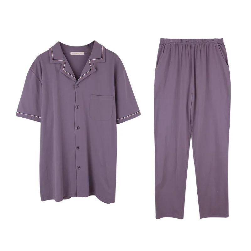 

Men's bamboo fiber household clothes short sleeve trousers cardigan pajamas men's pajamas