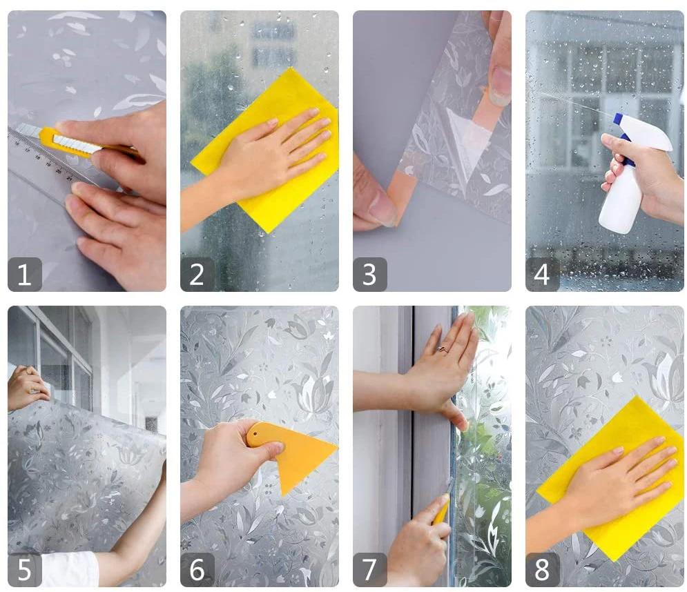 

3/5M Frosted Decorative Window Film Static Cling Vinyl Self-Adhesive Glass Sticker Removable Stained Window Decals for Home