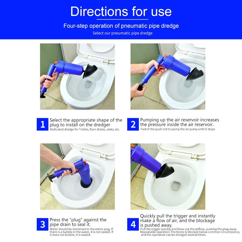 Унитазы Cleaner Инструмент высокое Давление Воздуха Мозгов Blaster ABS Пластик уборщиком