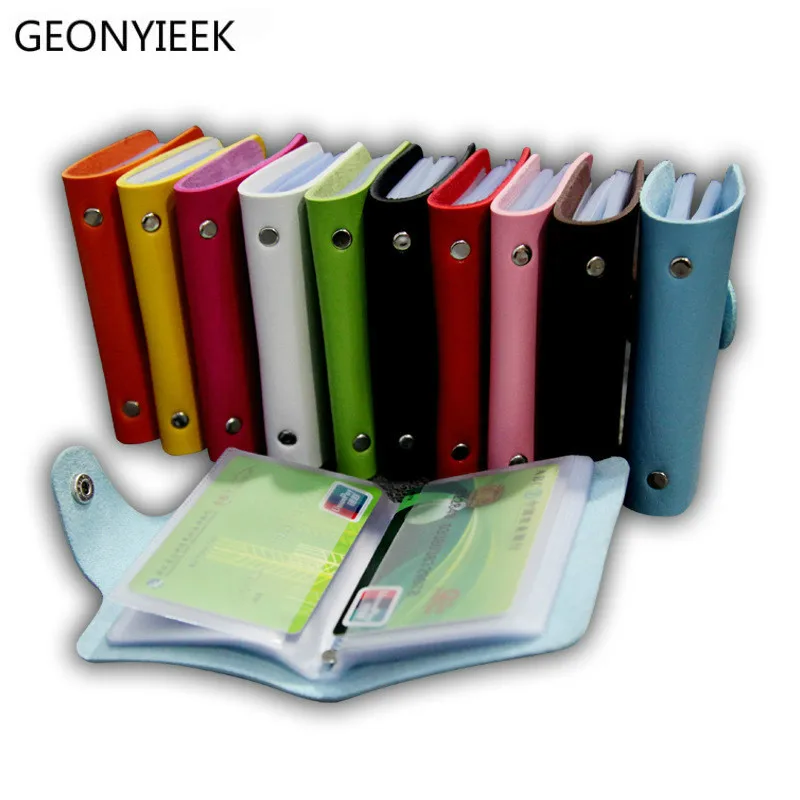 Женский и мужской держатель для кредитных карт из искусственной кожи на застежке