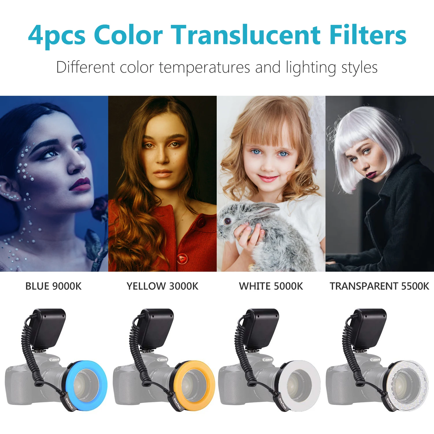 Фотовспышка LED кольцо Макро с 8 переходными кольцами для Canon Nikon Pentax Olympus Panasonic HD 130 48