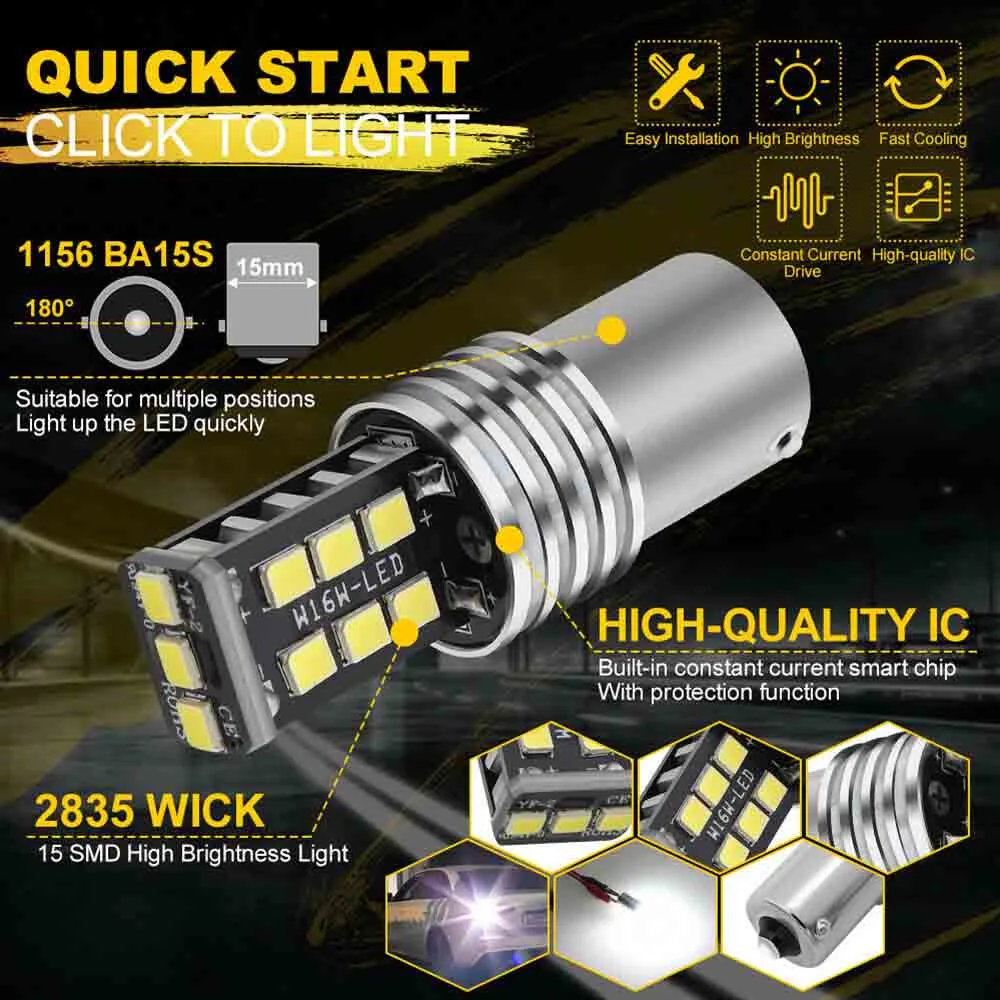 

High Power Light Turn Signal White 15 SMD 360 BAU15S Brake Tail Light