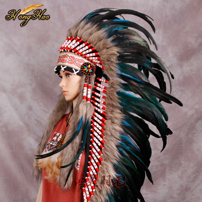 Бирюзовый Индийский головной убор с перьями индийским перьем перьями|hat hat|hat