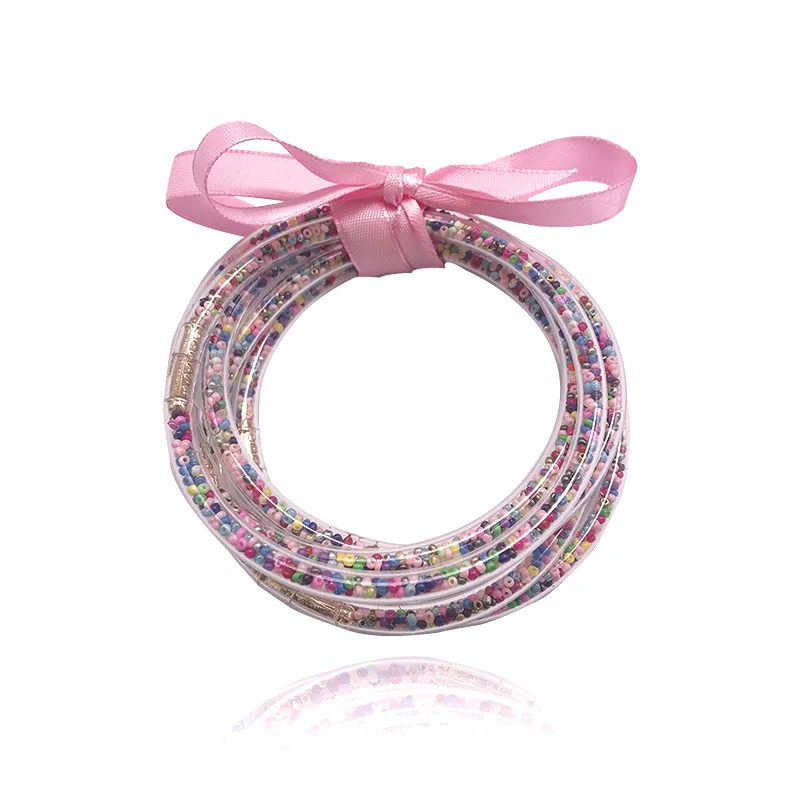 Модный Цветной бисер с бантом блестящий Набор браслетов 2019 всепогодный стек