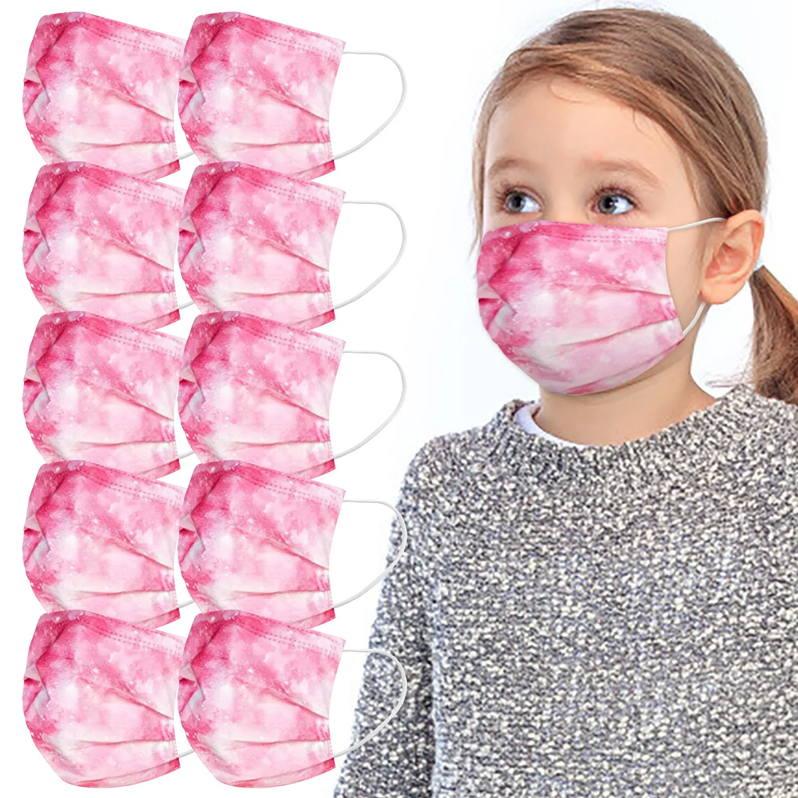 

10pc Child Disposable Mask For Kids Face Cover Children Colorful Protection 3ply Dustproof Pm2.5 Baby Masks Earloop Bandage
