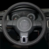 diy black faux leather car steering wheel cover for volkswagen golf 6 mk6 vw polo mk5 2010 2011 2012 2013