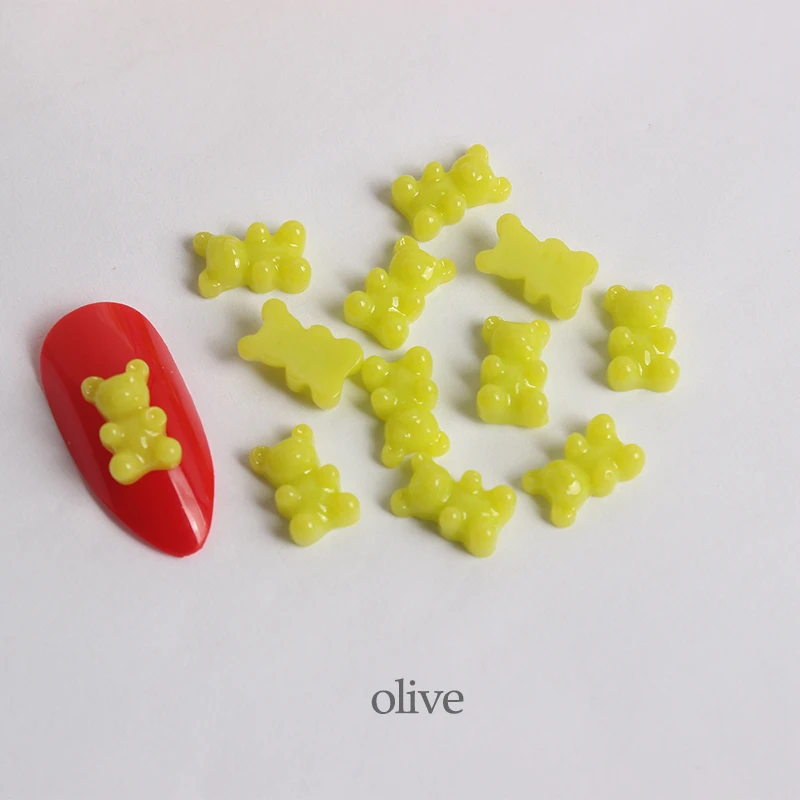 Стразы для ногтей 5x9 мм из смолы с милыми жесткими конфетными мишками и плоской