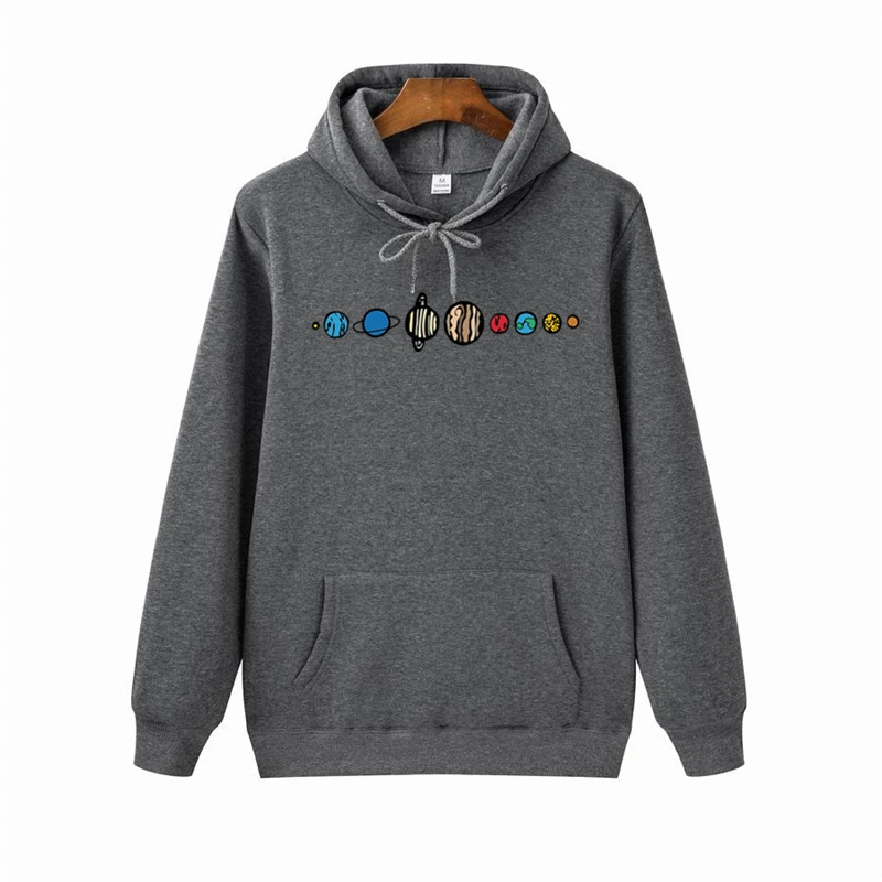 

2021 Autumn Winter Warm Fleece Men Hoodies Sweatshirts Planets Men Women Hoodie Sweatshirt Creative Design Fashion Pullover Tops