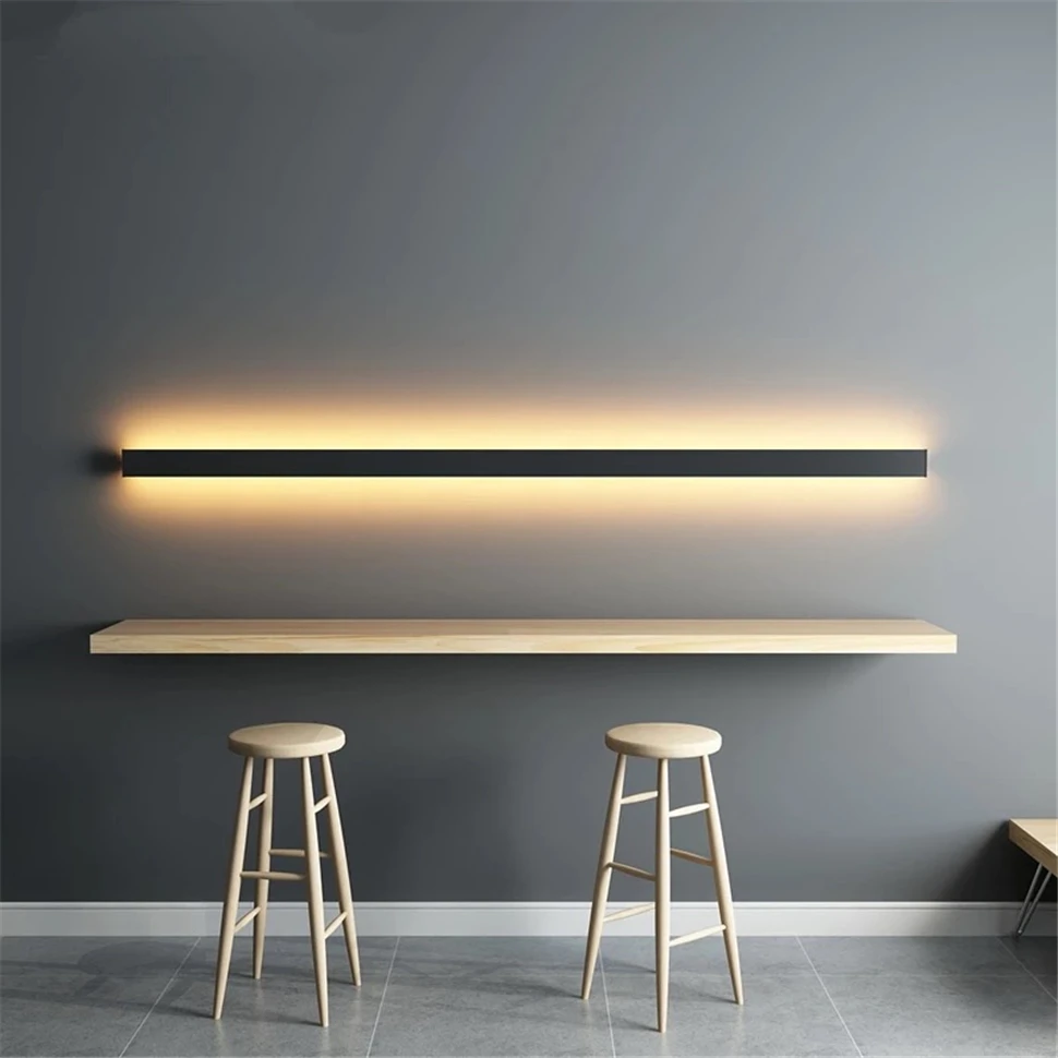 

Modern LED wall lamp Long Strip Aluminum Wall Lamps Nordic Wall Light Fixture Room Bedroom Bedside Stairs Wall Sconce Luminaire