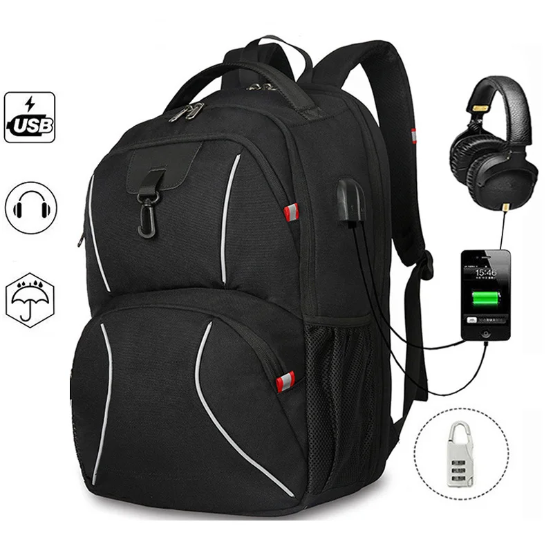 Рюкзак Winmax мужской для ноутбука с двумя отделениями большая дорожная сумка USB