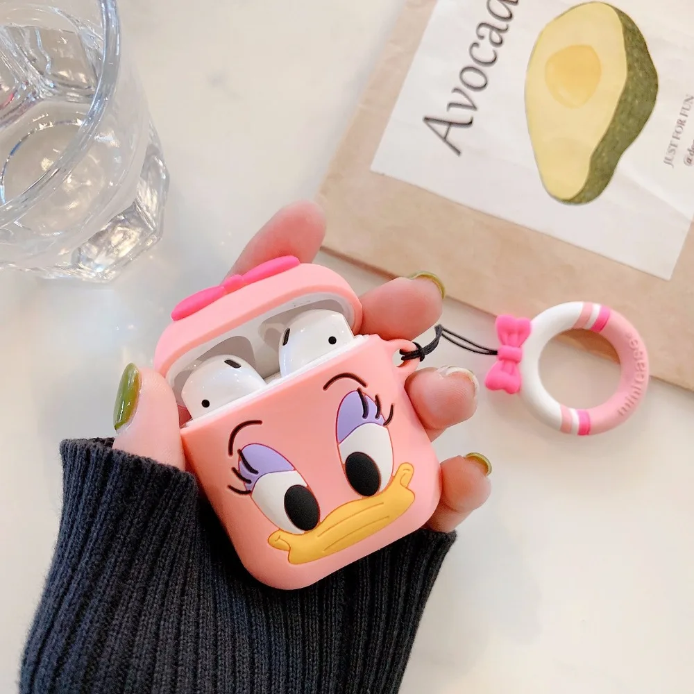 3D чехлы с принтом из мультфильма сумка для Apple AirPods Дональд Дак Дейзи Мягкий