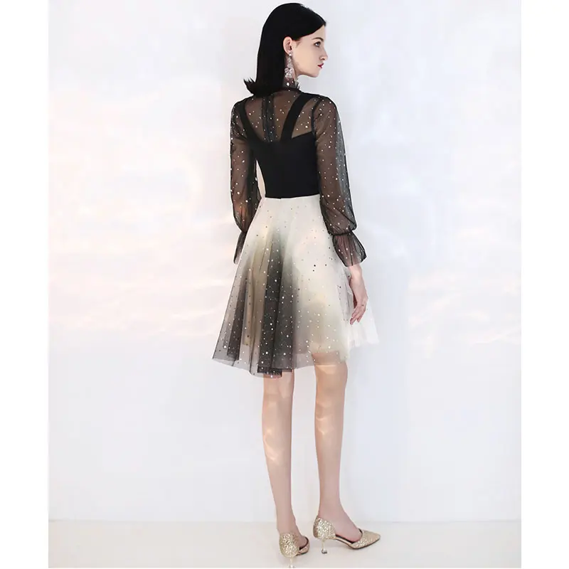 Новое поступление, элегантный для выпускного вечера, платья Vestido de Festa, вечернее короткое платье, халат de mariee, халат с длинными рукавами, осенний стиль