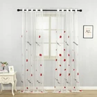 Белая Тюлевая занавеска с вышивкой для девочек, детей, гостиной, прозрачная вуаль в виде клубники, занавески, шторы для окон