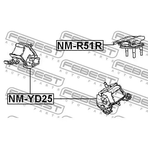 Подушка двигателя передняя Nissan Pathfinder R51M 05 13 FEBEST N| |