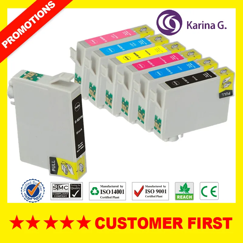 Совместим с чернильными картриджами Epson T0821N T0821 для принтера T50 R290 R295 R390 RX590 RX610 RX615