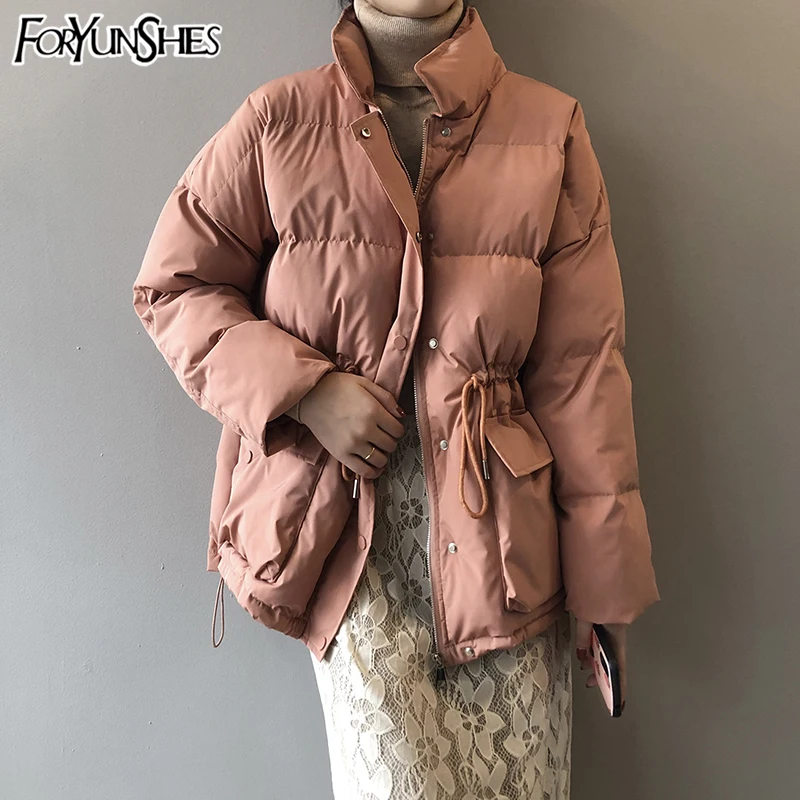 Женские зимние парки FORYUNSHES пальто женские повседневные свободные куртки с
