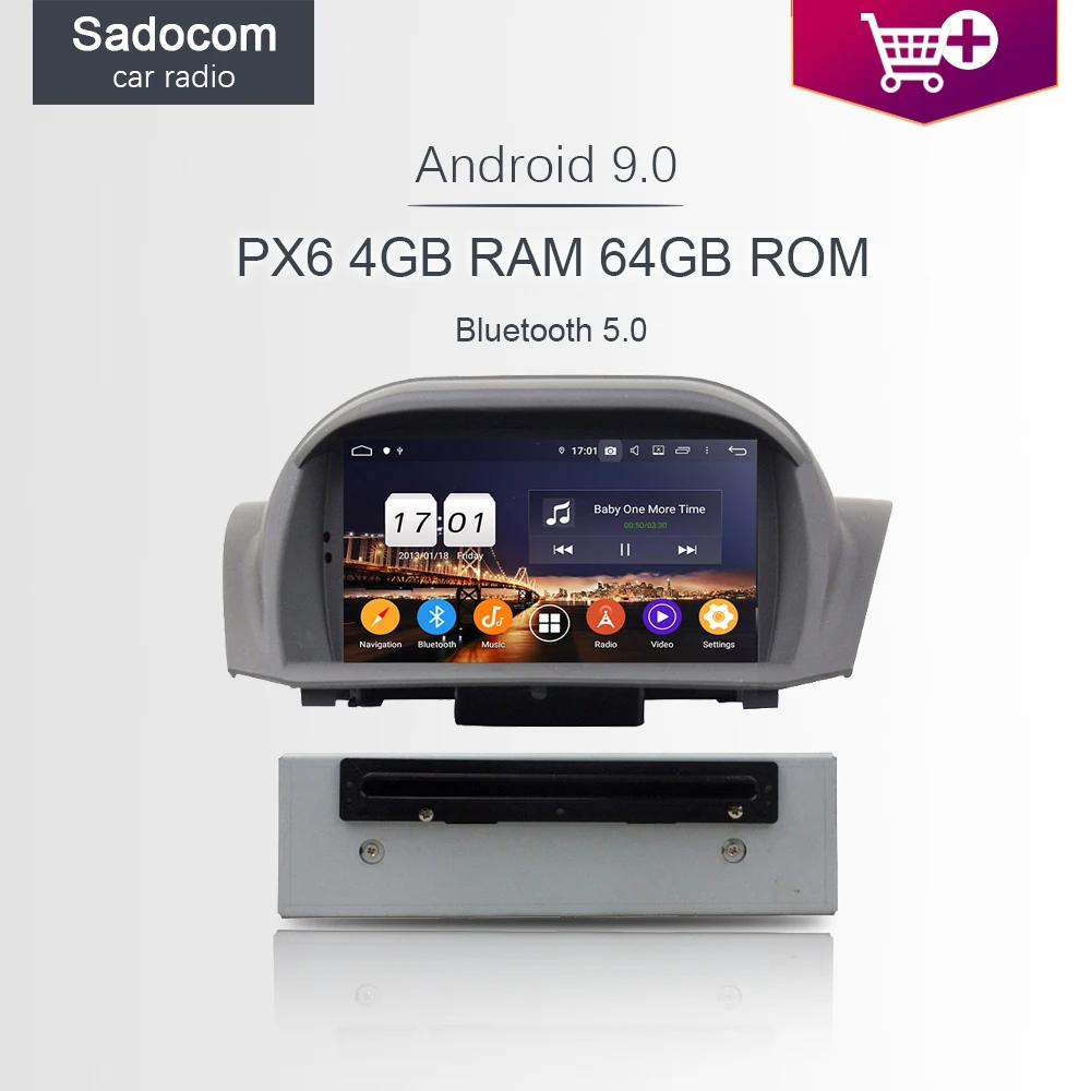 PX6 IPS 2 din Android 9 0 автомобильный DVD плеер 8 ядер 64 ГБ + 4 Гб ОЗУ для Ford Fiesta 2013 2016