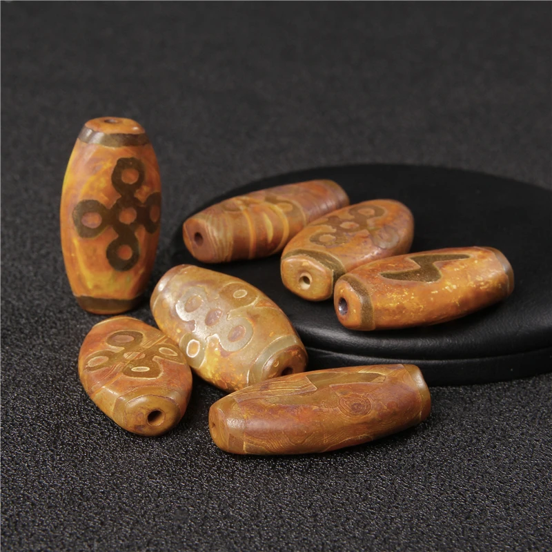 2 шт./лот геометрические бусины из натурального камня Dzi Agat китайский узел узор